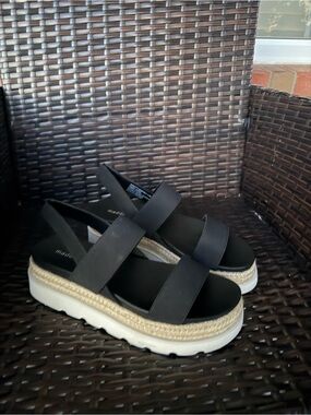 Madden Girl Black Platform Espadrille Sandals with White Foam Sole